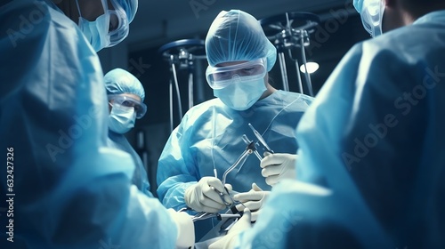 Generative AI : Medical Team Performing Surgical Operation in Modern Operating Room