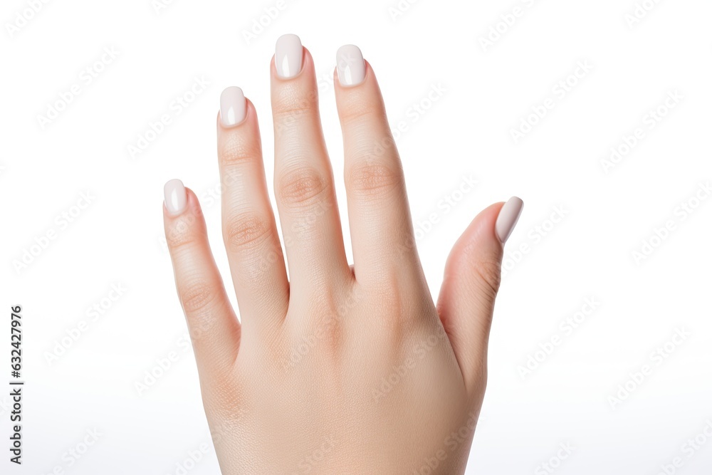 Beauty woman hand with french manicure isolated on white background Beauty woman hand with french manicure isolated on white background