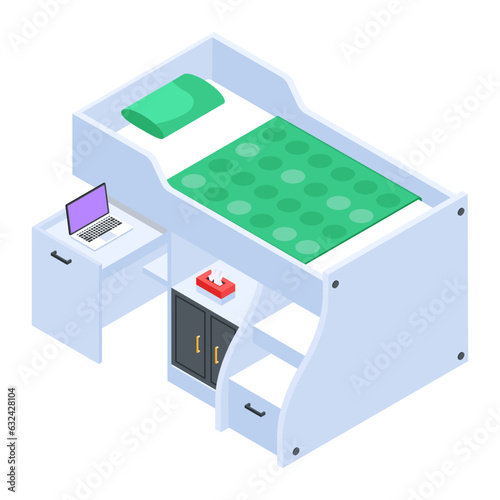 Pack of Modern Bedrooms Isometric Icons  

