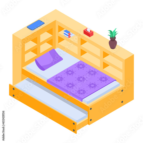 Pack of Modern Bedrooms Isometric Icons  

