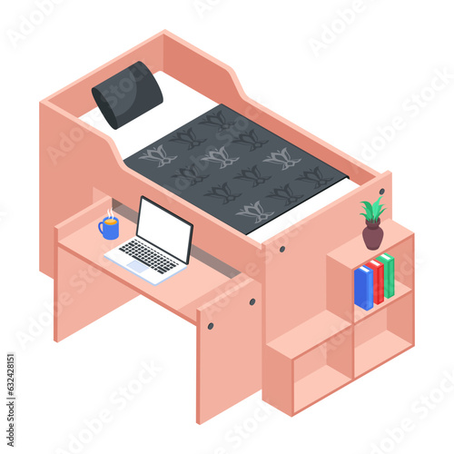Pack of Modern Bedrooms Isometric Icons  

