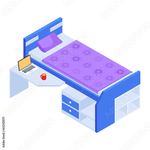 Pack of Modern Bedrooms Isometric Icons  

