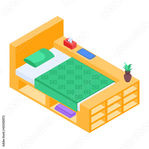 Pack of Modern Bedrooms Isometric Icons  


