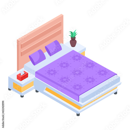 Pack of Modern Bedrooms Isometric Icons  

