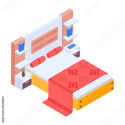Pack of Modern Bedrooms Isometric Icons  

