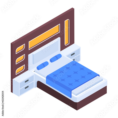 Pack of Modern Bedrooms Isometric Icons  

