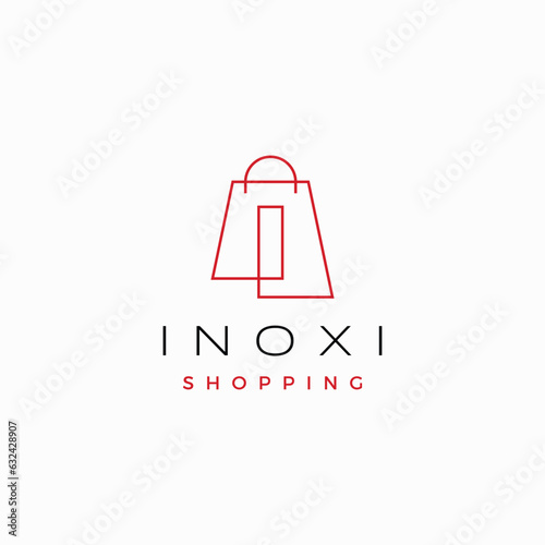 i letter Shop Shopping Bag Logo Vector Icon illustration