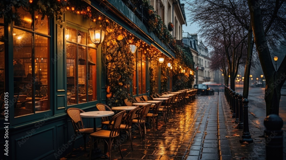 Paris's cozy restaurants and rainy street scenes, capturing the calm and romantic atmosphere of the city. Paris's cozy restaurants and rainy street scenes, capturing the calm and romantic atmosphere of the city.