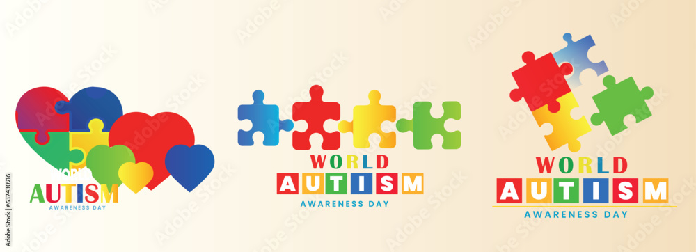 World Autism awareness day vector, Puzzles 