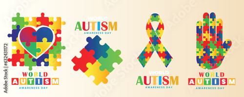 World Autism awareness day vector, Puzzles 