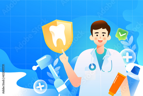 National tooth love day, protect teeth, world dentist day, dental health illustration