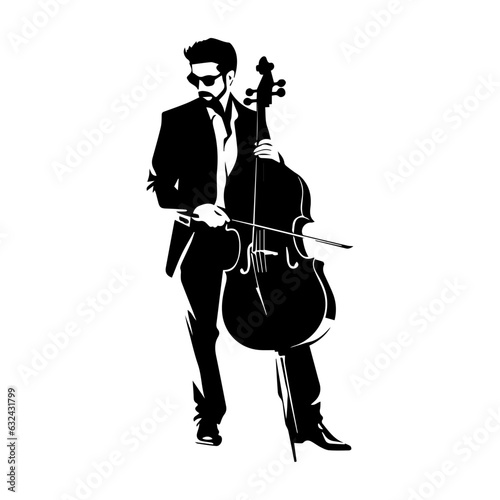man playing cello instrument silhoutte