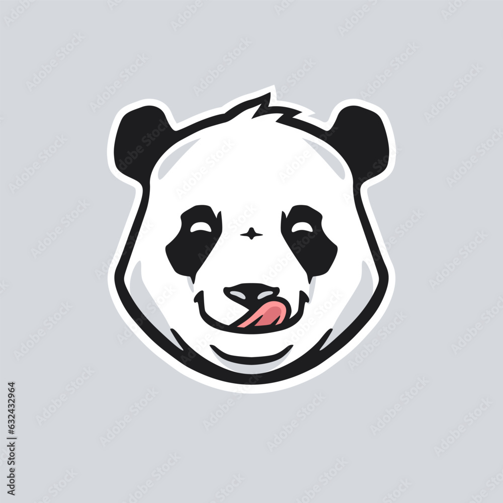 Obraz premium Drooling Panda Vector Illustration. Cute Panda head savoring food emotion. Usable for labels, banners, or advertisements.