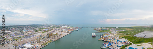 Aerial drone panorama Port of Galveston 2023