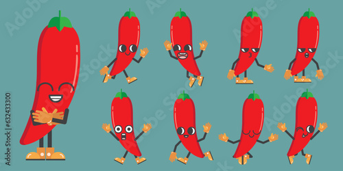 Funny cartoon different gestures set of vegetable vector