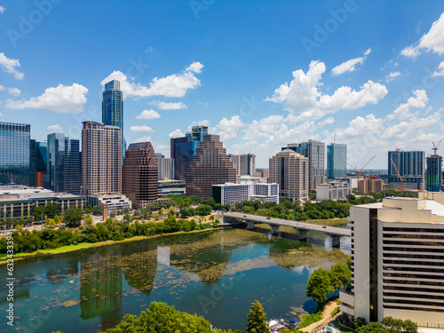 Aerial photo summer at Austin Texas circa July 2023