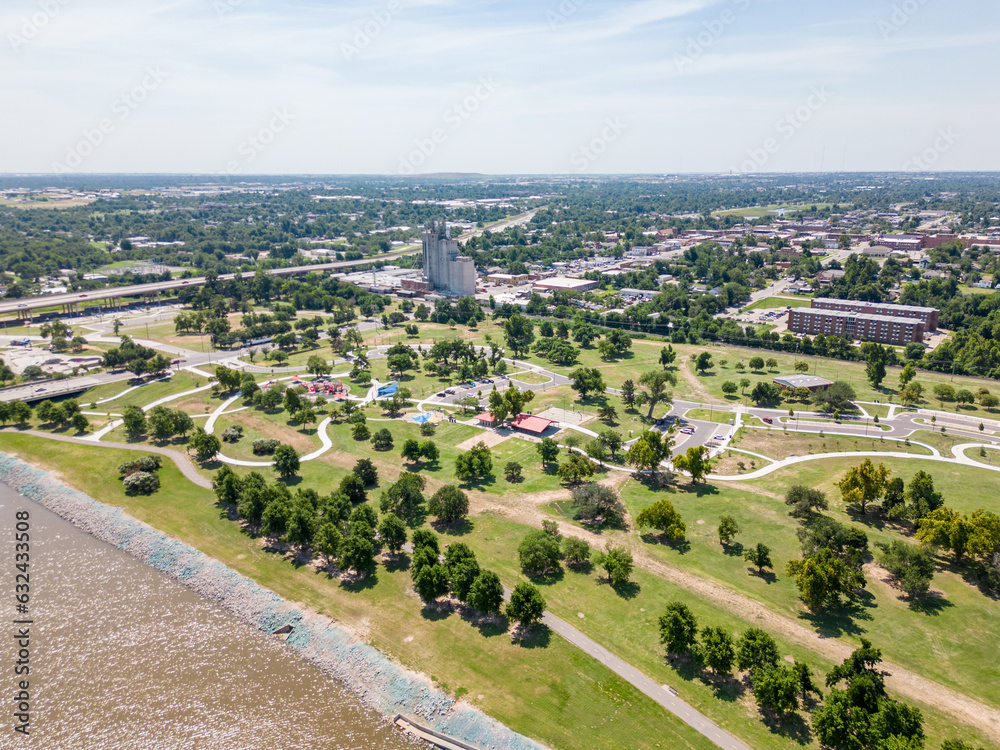 Aerial drone photo Wiley Post Park Oklahoma City