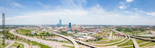 Photo Aerial panorama highways to Oklahoma City OK circa 2023