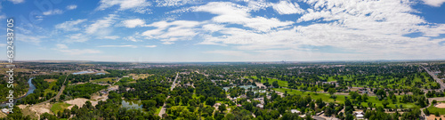 Aerial panorama Colorado City Park on the Arkansas River