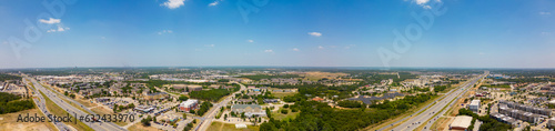 Aerial panorama Denton Texas Interstate 35