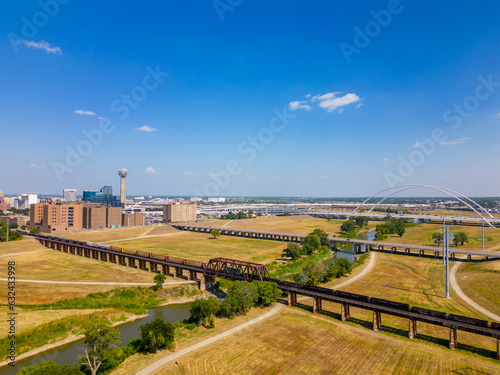 Aerial photo train tracks to Dallas Texas