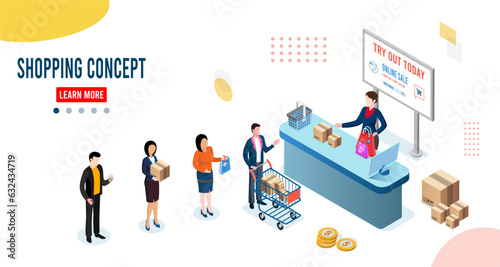 Female cashier working at the cash register. Person Shopping in supermarket.