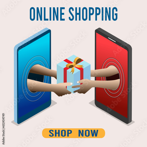Shopping online process on smartphone and tablet.
