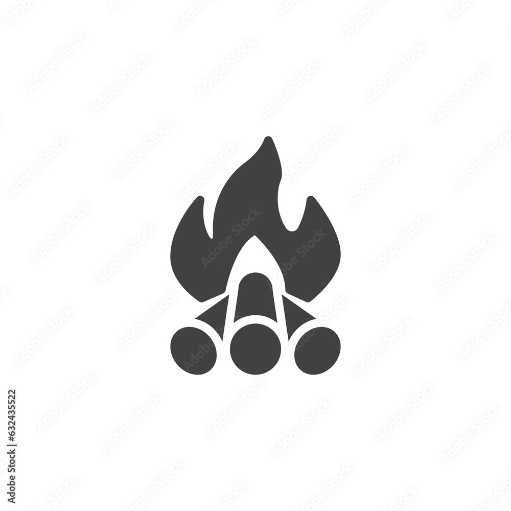 Burning firewood vector icon Burning firewood vector icon