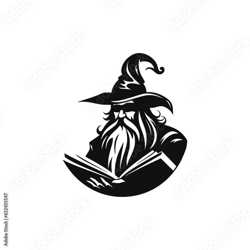 simple wizard silhouette magic school witchcraft logo vector illustration template design