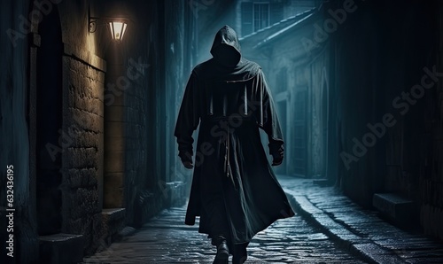 In the depths of the alley, the hooded assassin remains unseen