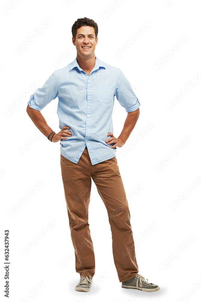 Fototapeta premium Happy, architect and confident portrait of businessman, employee or intern on transparent, isolated or png background. Entrepreneur, relax and casual business style or career in creative startup