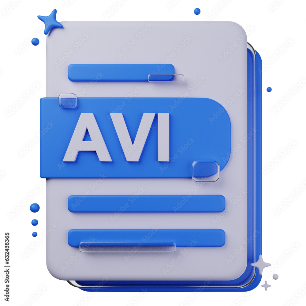 3D illustration of AVI file format. file format 3D concept. 3d rendering 3D illustration of AVI file format. file format 3D concept. 3d rendering