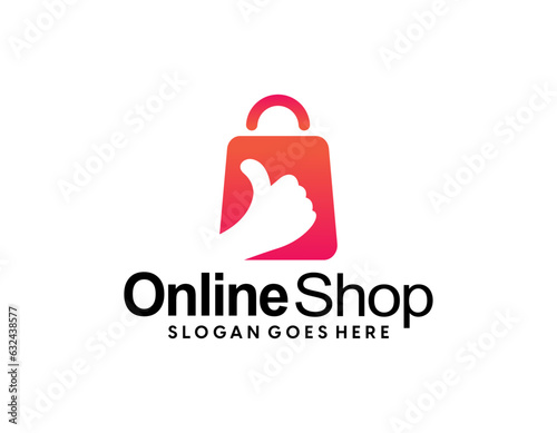 shop logo with bag icon for e commerce and store logo photo