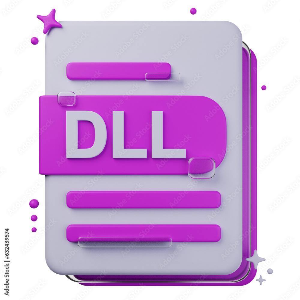 3D illustration of DLL file format. file format 3D concept. 3d rendering 3D illustration of DLL file format. file format 3D concept. 3d rendering