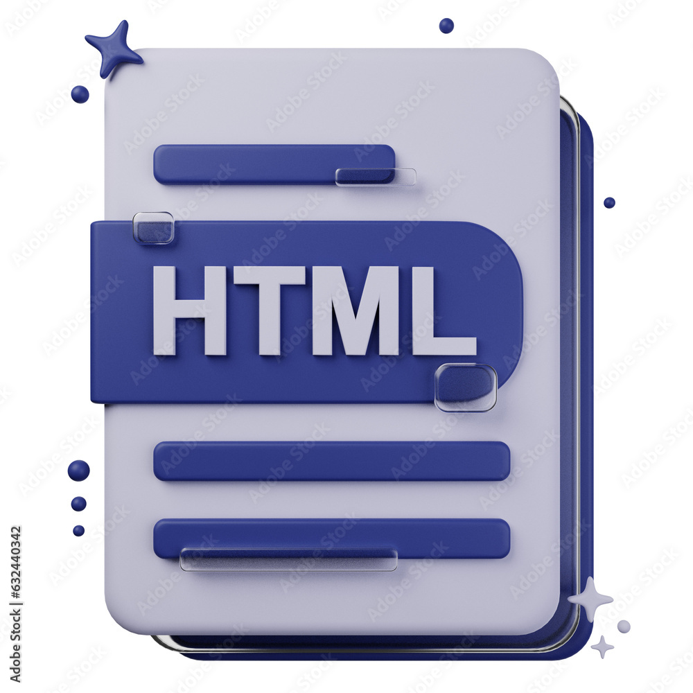 3D illustration of HTML file format. file format 3D concept. 3d rendering 3D illustration of HTML file format. file format 3D concept. 3d rendering