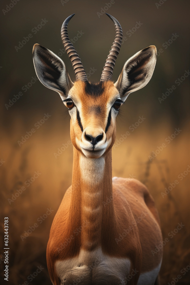Thompson's Gazelle in the Savannah Showing its Grace. Majestic Portrait. Wildlife Animal. Generative ai Thompson's Gazelle in the Savannah Showing its Grace. Majestic Portrait. Wildlife Animal. Generative ai