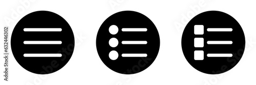 Menu list icon set for organized navigation