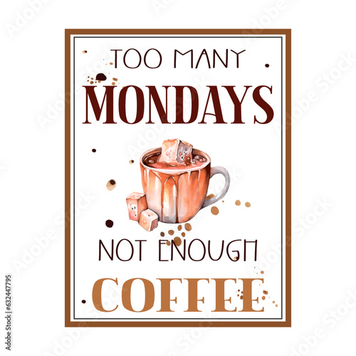 A cup of coffee is a small break. Coffee set with cool names for printing on a print, logo, icon, label, sticker