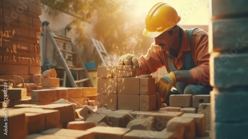 builder with bricks
