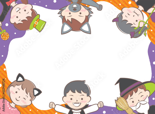 ハロウィンの仮装をした子供たちのフレーム