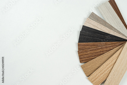 Wooden color swatch samples isolated on white