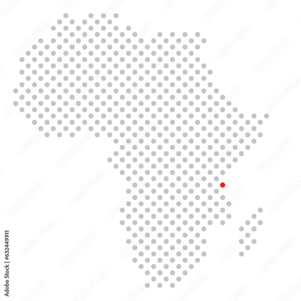 Daressalam in Tansania: Afrikakarte aus grauen Punkten mit roter Markierung