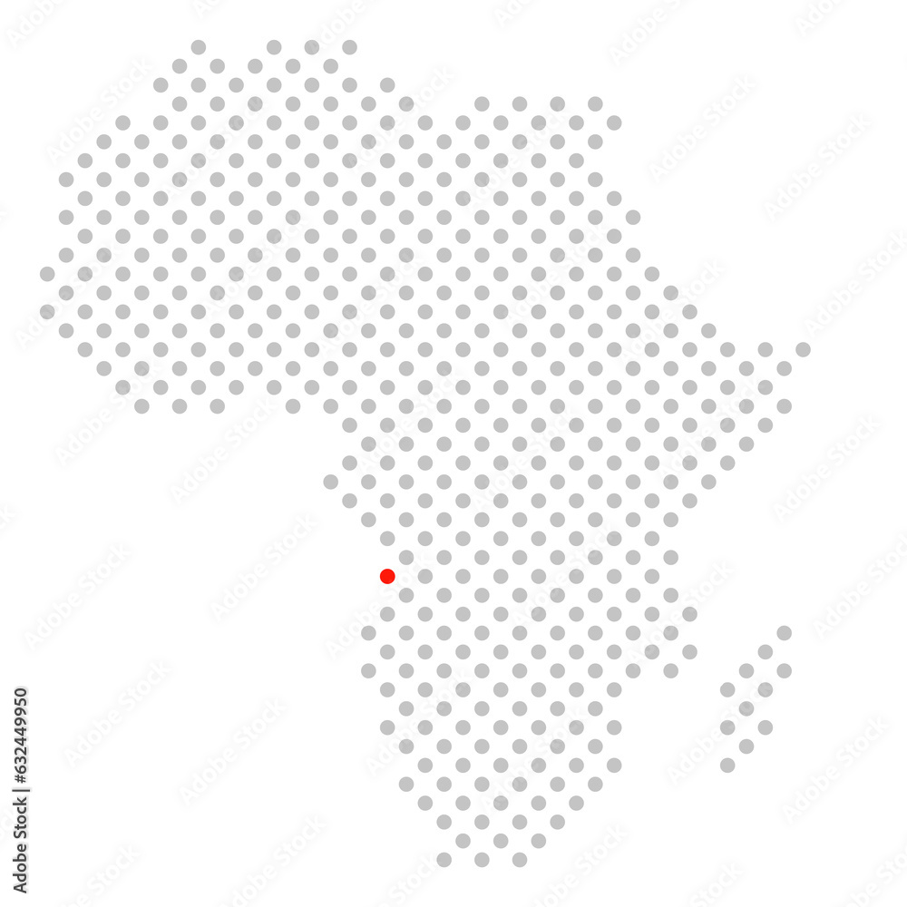 Luanda in Angola: Afrikakarte aus grauen Punkten mit roter Markierung Luanda in Angola: Afrikakarte aus grauen Punkten mit roter Markierung