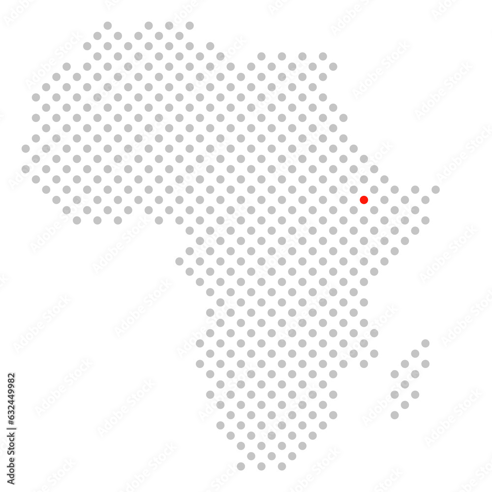 Addis Abeba in Äthiopien: Afrikakarte aus grauen Punkten mit roter Markierung