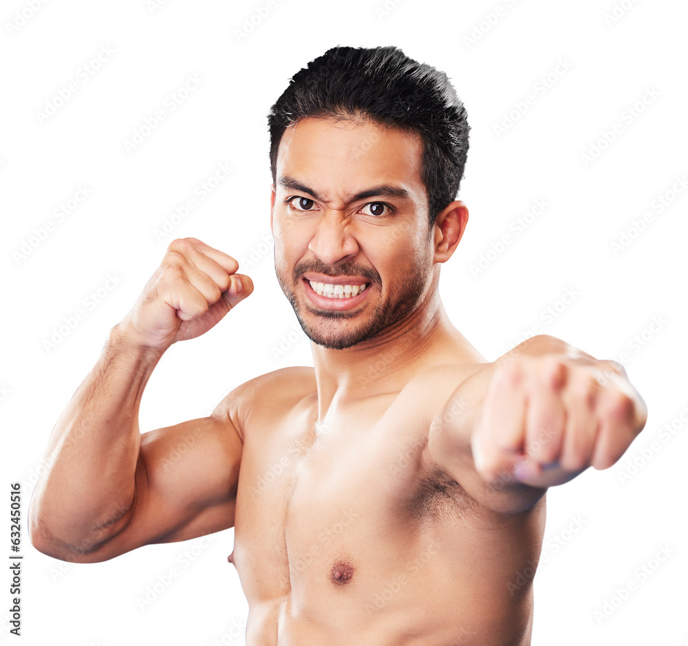Portrait, man fist and fighter training, sports and exercise with boxing and muscle. Male person, angry and athlete with power and from workout and fight isolated on transparent, png background Portrait, man fist and fighter training, sports and exercise with boxing and muscle. Male person, angry and athlete with power and from workout and fight isolated on transparent, png background
