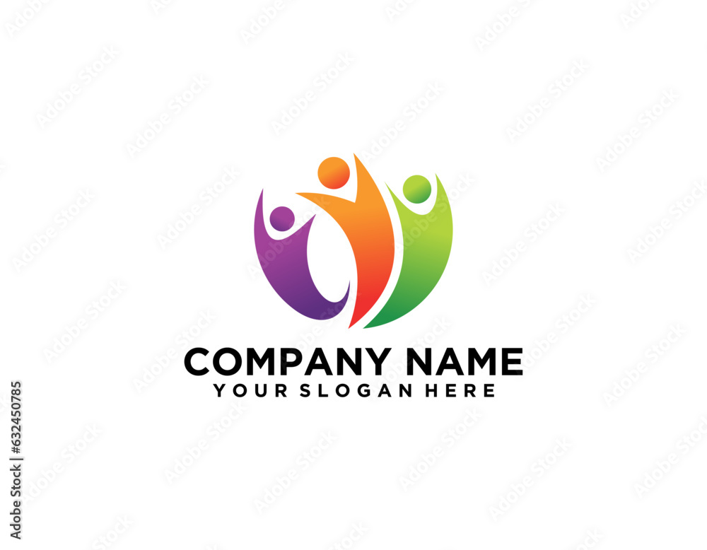 People Care Logo, People With Hand In Heart Shape, Logo Template People Care Logo, People With Hand In Heart Shape, Logo Template