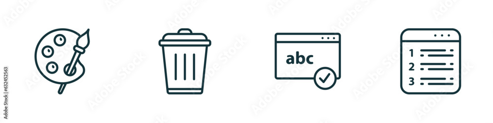 set of 4 linear icons from user interface collection. concept. outline ...