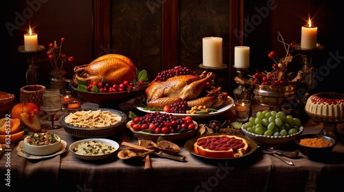 Thanksgiving dinner on table for holiday season 