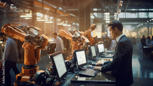 Future of Work: Automation Impact. Depicting the changing landscape of work as automation continues to reshape industries. Generative ai