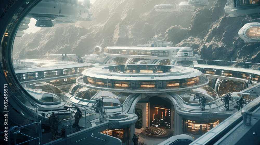Space Colonization Era. Illustration of humanity's future expansion beyond Earth to establish colonies in space. Generative ai Space Colonization Era. Illustration of humanity's future expansion beyond Earth to establish colonies in space. Generative ai